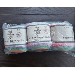 Yarn Bee Sugarwheel Cotton Sparkle Twirls at Twilight 3 Cakes Pastel Shimmer